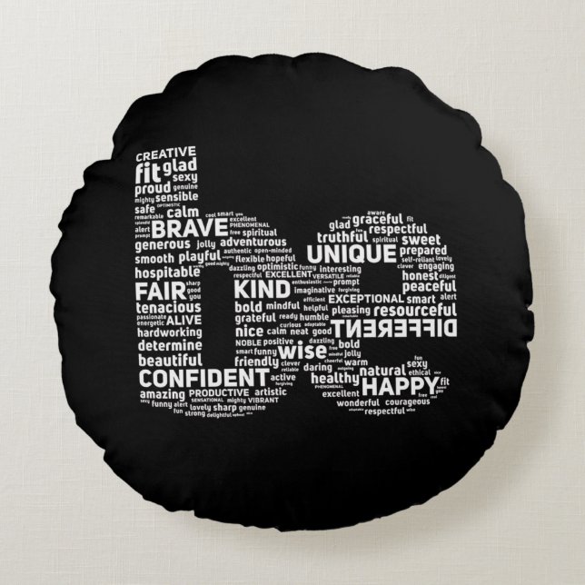 Motivierend Word Cloud Throw Kissen (Vorderseite)