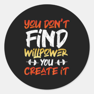 Motivierend Workout Willpower Zitat Dumbell Grab Runder Aufkleber