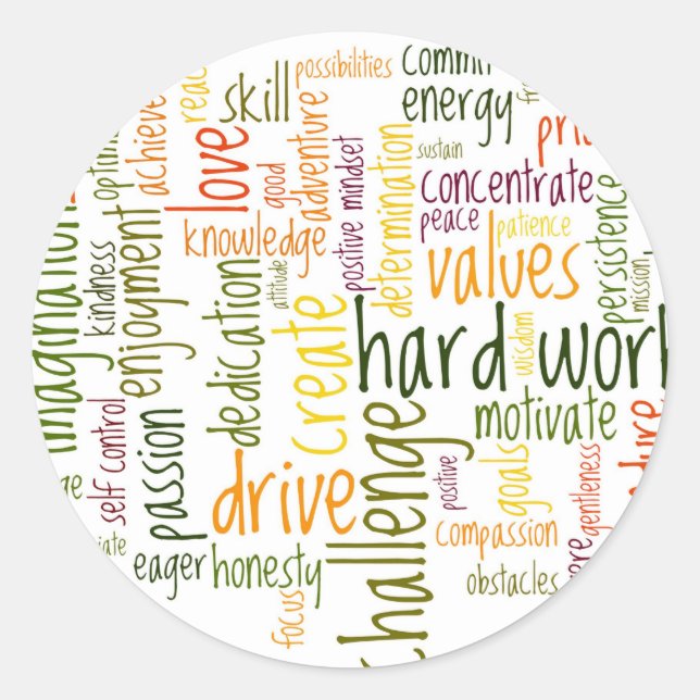 Motivierend Worte 2 positive Einstellung Runder Aufkleber (Vorderseite)