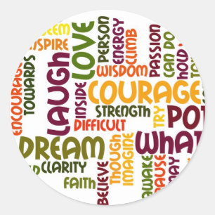 Motivierend Wörter #1 Runder Aufkleber