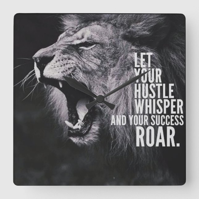 Motivierend Wörter Quadratische Wanduhr (Vorderseite)