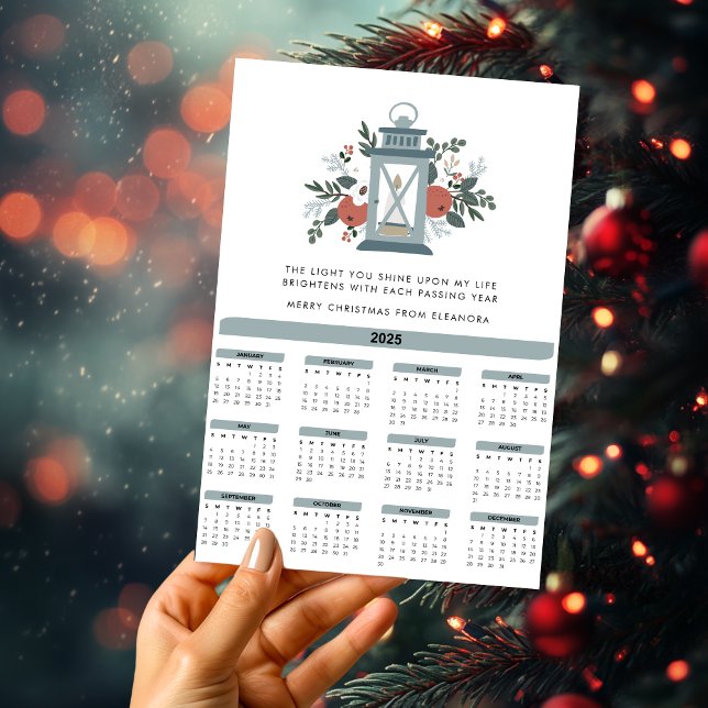 Motivierend Zitat 2025 Kalender Feiertagskarte (Motivational Quote 2025 Calendar Floral Holiday Card)