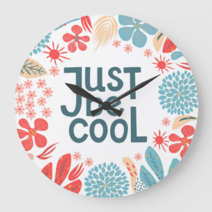 Motivierend Zitat, Abstrakter Blumenrahmen. Große Wanduhr