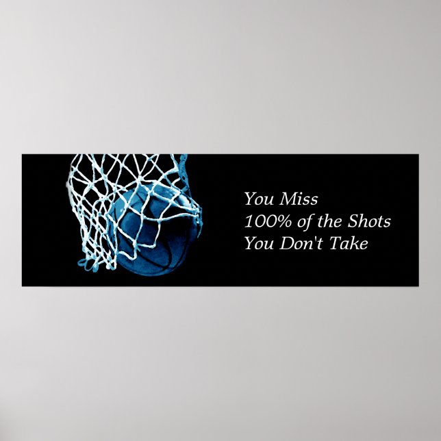 Motivierend Zitat Basketball Blue Black Poster (Vorne)