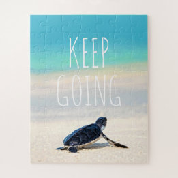 Motivierend Zitat Behalte auf Schildkrötenstrand Puzzle