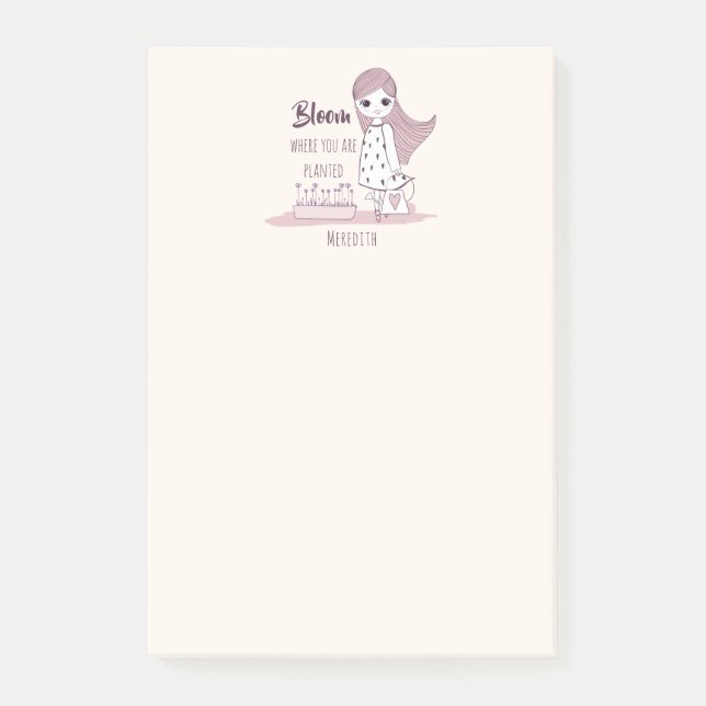 motivierend Zitat "Bloom where you be pflanzed" Post-it Klebezettel (Vorderseite)