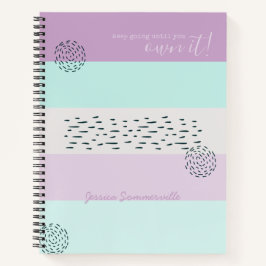 Motivierend Zitat Doodle und Stripe Lilac Minze Notizbuch