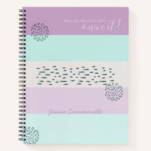 Motivierend Zitat Doodle und Stripe Lilac Minze Notizbuch