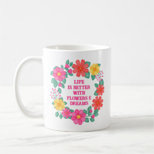 Motivierend Zitat florale Inspiration Rosa Orange Kaffeetasse