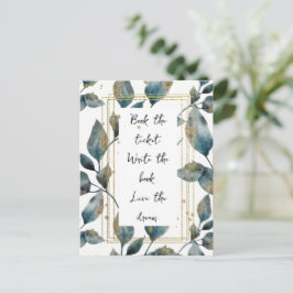 Motivierend Zitat - Goldrahmen und Blätter Postkarte