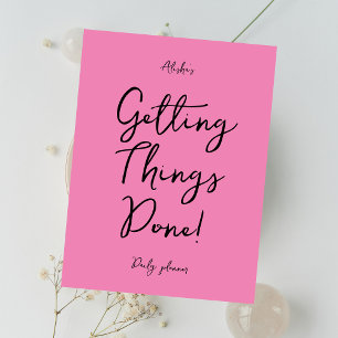 Motivierend Zitat individuelle Name rosa Tagesplan Notizblock