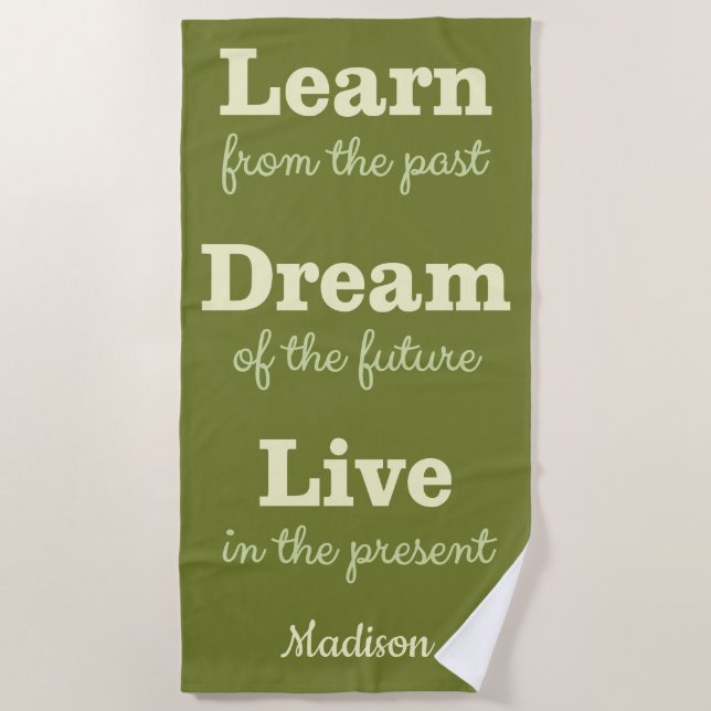 Motivierend Zitat-Name- u. -farbbadetuch Strandtuch (Vorderseite)