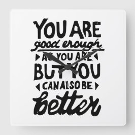 Motivierend Zitat Quadratische Wanduhr