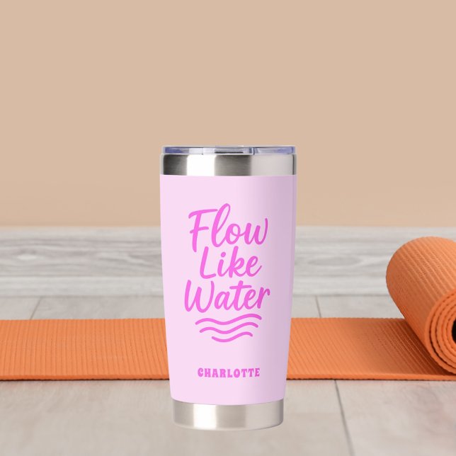 Motivierend Zitat rosa Strömung wie Wasseryoga Thermobecher (Von Creator hochgeladen)