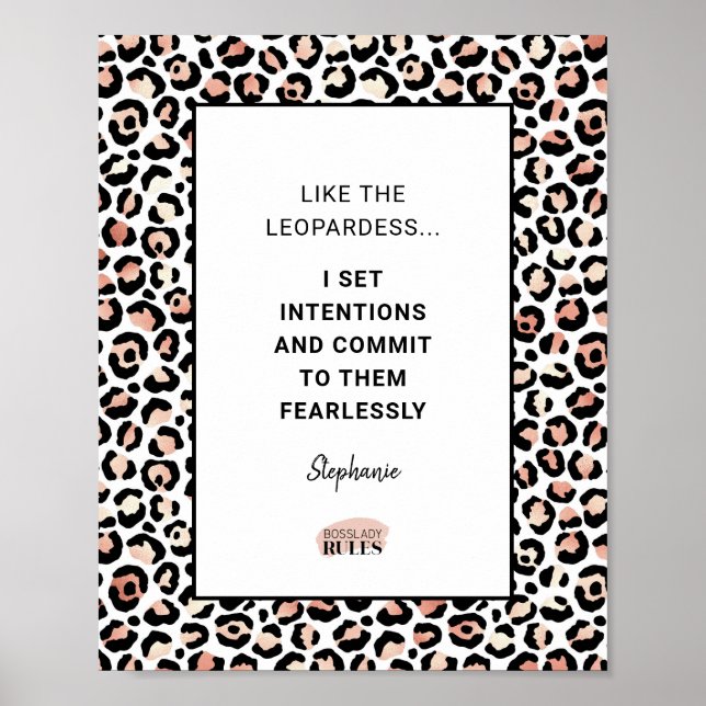 Motivierend Zitat Rose Gold Leopard Muster Poster (Vorne)