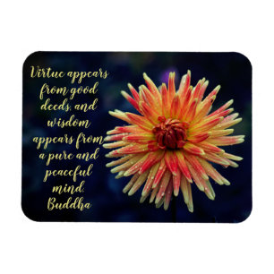Motivierend Zitat von Gelb und Orange Dahlia Magnet