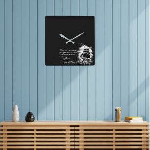 Motivierend Zitat von Vögeln auf Piratenschiffen Quadratische Wanduhr