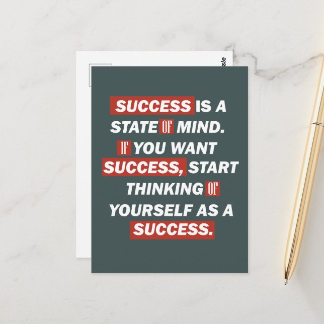 Motivierend Zitate Erfolg im Leben Postkarte (Vorderseite/Rückseite Beispiel)