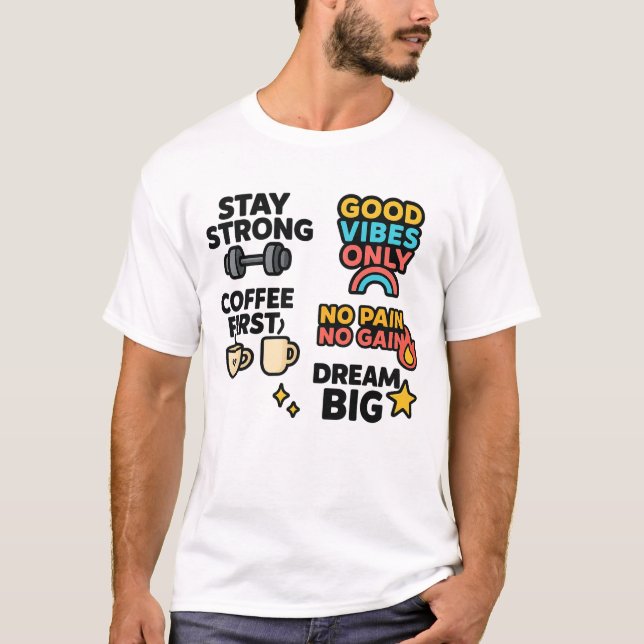 Motivierend Zitate Kaffee und Fitness Tasse T-Shirt (Vorderseite)