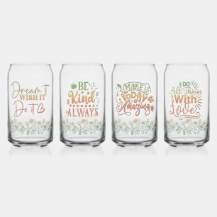 Motivierend Zitate Wildblumen Set kann Brillen Dosenglas