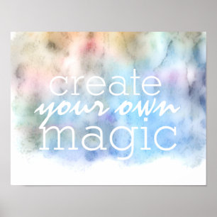 motivierend Zitatposter mit blauem Aquarell Poster