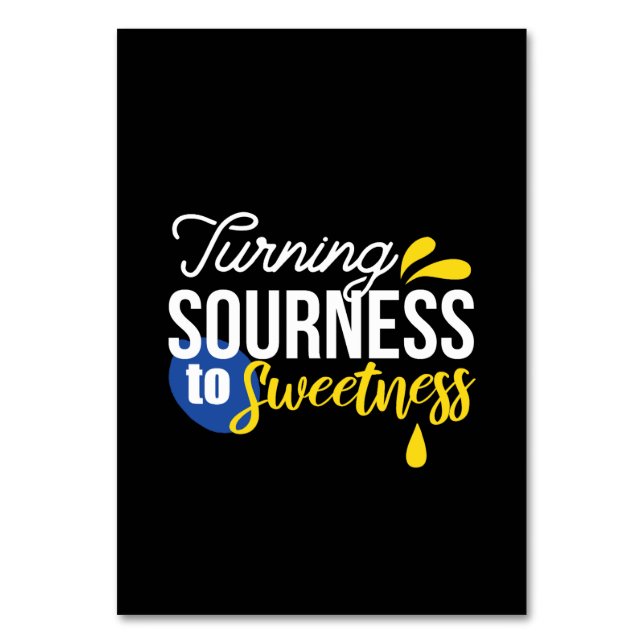 Motivierend Zitronenangebot von sauer bis süß Tischnummer (Vorderseite)