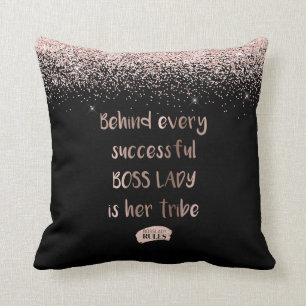 Motivierende Chefetage Dame Rose Gold Glitter Schw Kissen