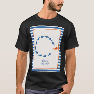 Motivierende Fischkunst, Streifen-Dekor T-Shirt