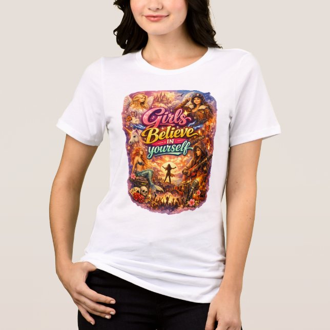Motivierende Frauen Weißes T-Shirt Tri-Blend Shirt (Vorderseite)