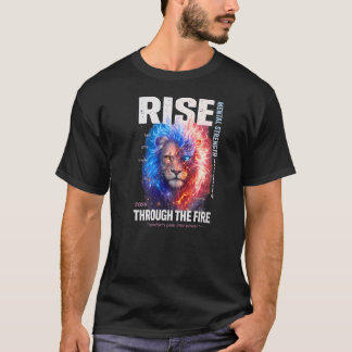 Motivierende kosmische Löwenfeuer-Kunst – Geistige T-Shirt