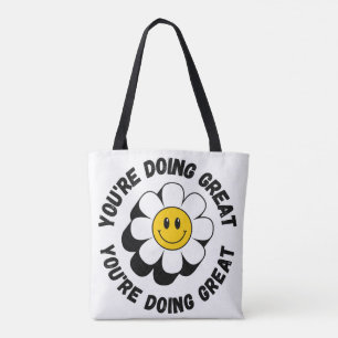 Motivierende Retro-Smiley-Tragetasche - Positive S