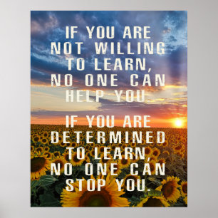 Motivierende Sonnenblumenkunst, Positive Sprüche Poster