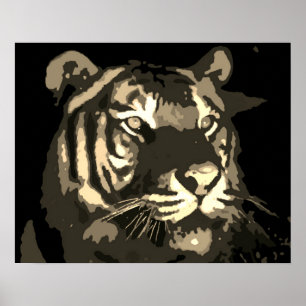 Motivierende Tiger Augen Vintage Sepia Poster