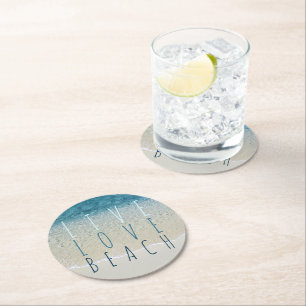 Motivierende türkisblaue Ozean-Surf-Wellen-Foto Runder Pappuntersetzer