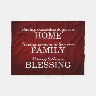 Motivierende Typografie-Familien-Zitate Fleecedecke