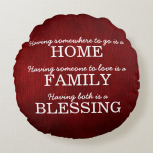Motivierende Typografie-Familien-Zitate Rundes Kissen