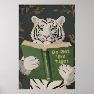 Motivierender Bengal-Tiger-Lese-Druck Humorvoll Poster