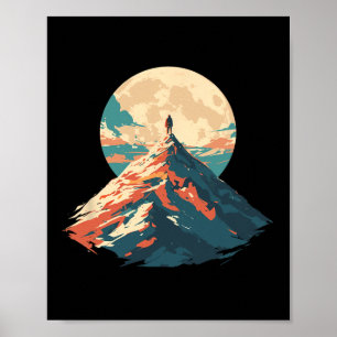 Motivierendes Berggipfel-Kletterdesign - Natur Poster