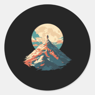 Motivierendes Berggipfel-Kletterdesign - Natur Runder Aufkleber