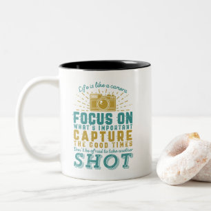 Motivierendes Fotografie-Zitat Das Leben ist wie e Zweifarbige Tasse