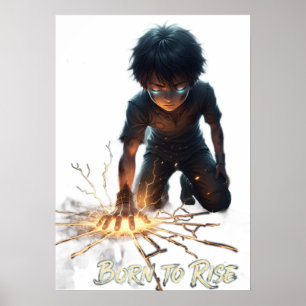Motivierendes Zitat BORN TO RISE Poster für Schüle