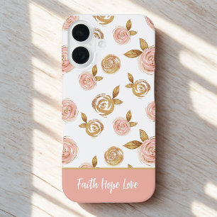 Motivierendes Zitat Rosa Florales Handyhülle iPhone 16 Hülle