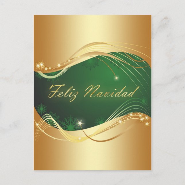 Motivo dorado de Navidad con fondo verde Postkarte (Vorderseite)