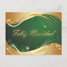 Motivo dorado de Navidad con fondo verde Postkarte