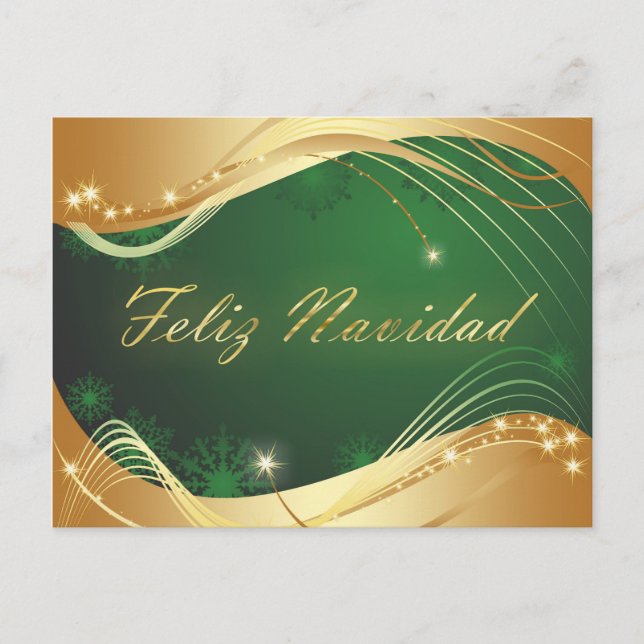 Motivo dorado de Navidad con fondo verde Postkarte (Vorderseite)