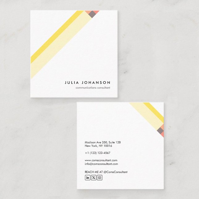 motivo geométrico minimalista moderno amarillo quadratische visitenkarte (Von Creator hochgeladen)