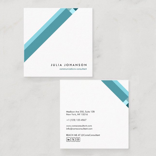 motivo geométrico minimalista moderno azul quadratische visitenkarte (Von Creator hochgeladen)