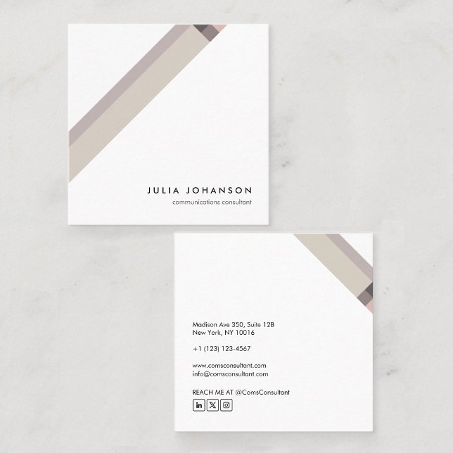 motivo geométrico minimalista moderno beige quadratische visitenkarte (Von Creator hochgeladen)