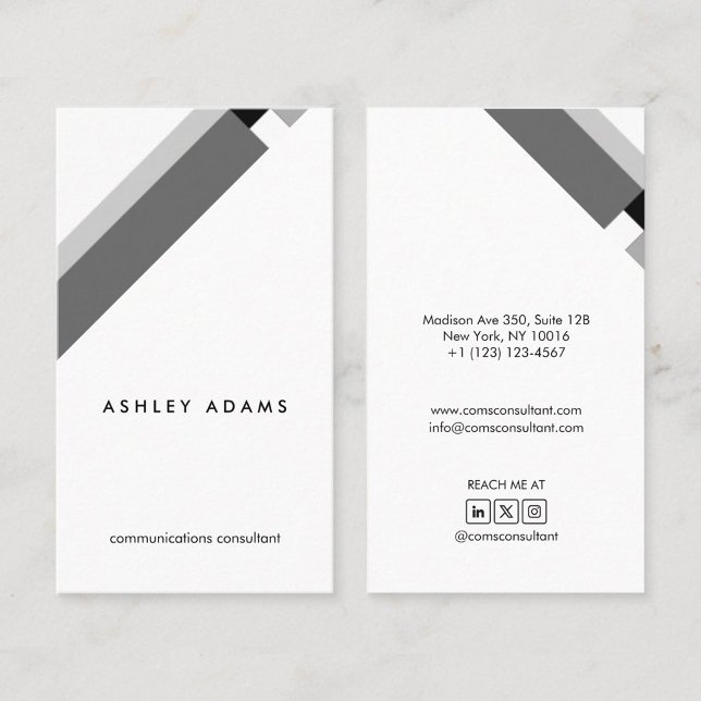 motivo geométrico minimalista moderno blanco gris visitenkarte (Von Creator hochgeladen)