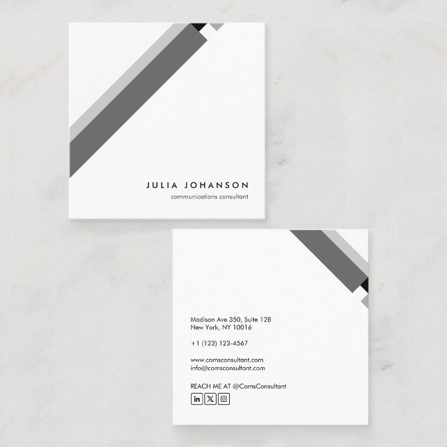 motivo geométrico minimalista moderno negro gris quadratische visitenkarte (Von Creator hochgeladen)